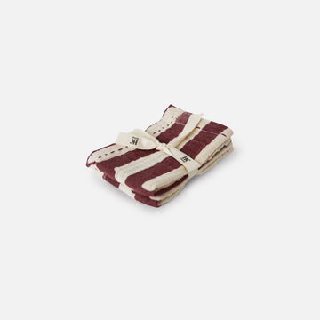 Cotton Napkins - Striped - Burgundy