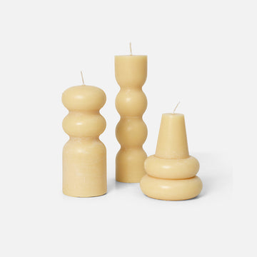 Torno Candles - Set of 3 - Pale Yellow