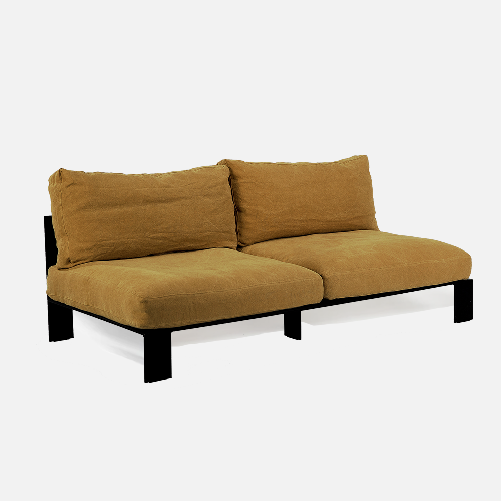 Bea sofa - two seater - aluminium - linen - SHOWROOM MODEL MUSTARD