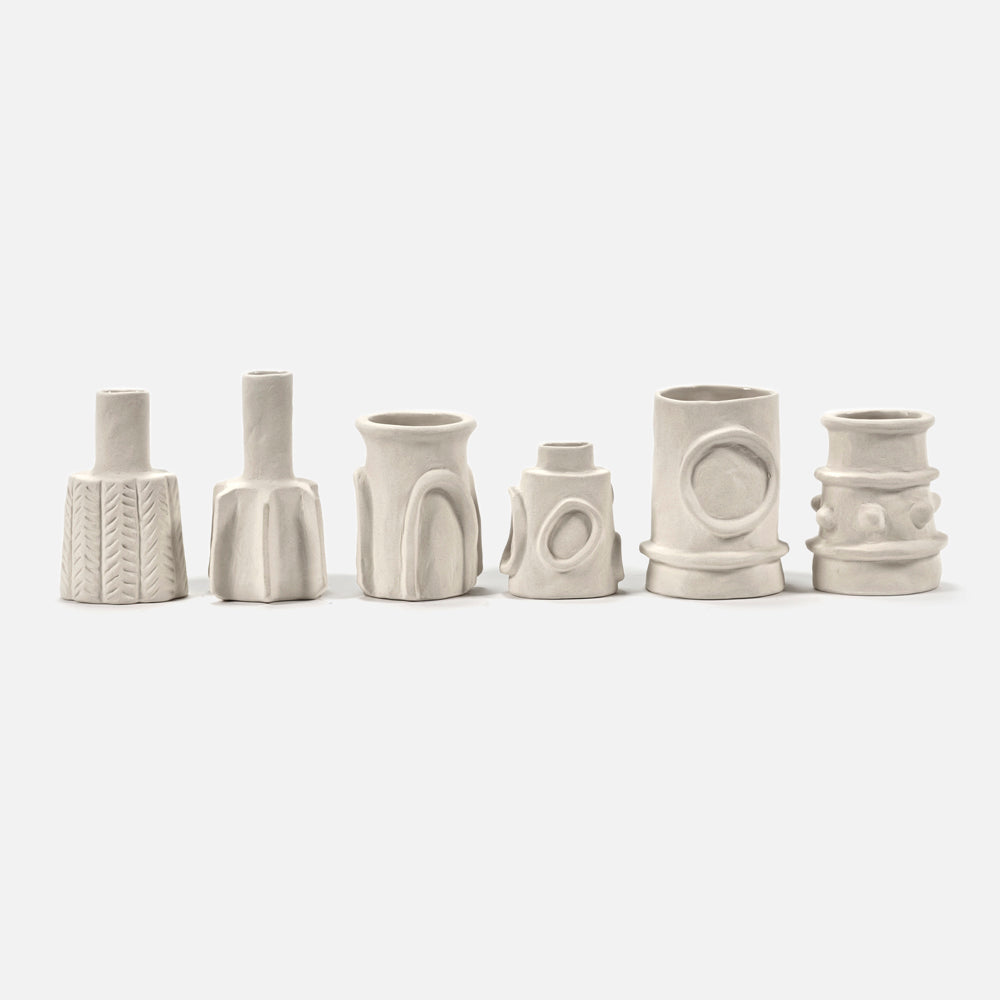 Molly set of 6 vases - Stoneware  - Beige
