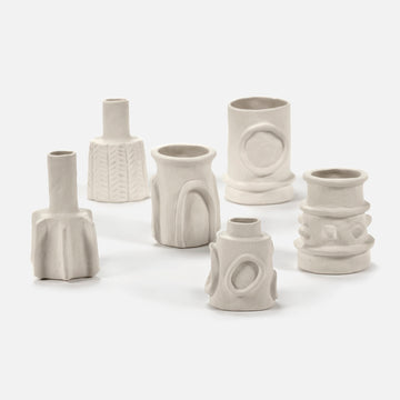 Molly set of 6 vases - Stoneware  - Beige
