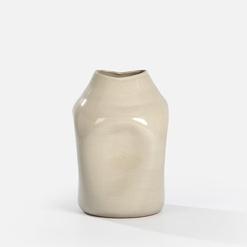 Belly vase - ceramic - cream