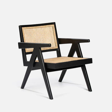 Detjer lounge chair - rattan - wood - black