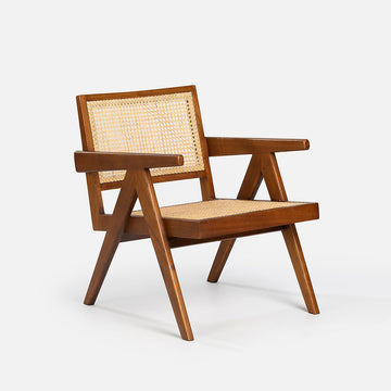 Duna lounge chair - rattan - wood - brown