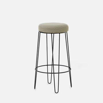 Lise bar stool - iron - bouclé - sand - black