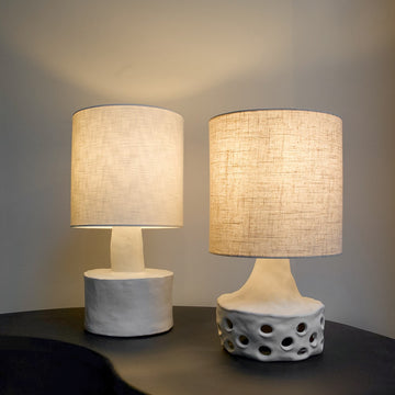 Catherine table lamp - stoneware - White matte