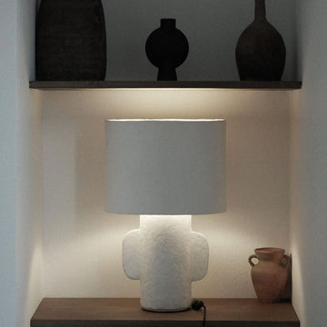 Obi table lamp - paper-maché - white