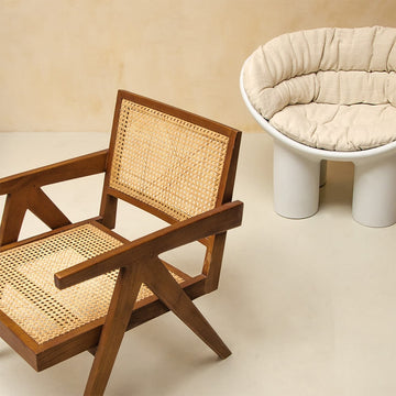 Duna lounge chair - rattan - wood - brown